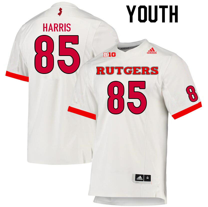 Youth #85 Taj Harris Rutgers Scarlet Knights College Football Jerseys Sale-White - Click Image to Close